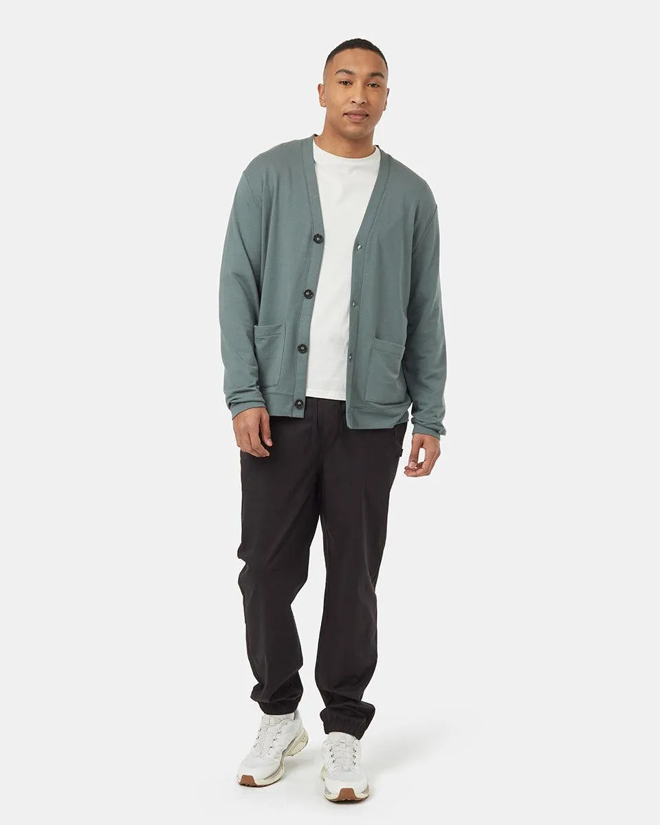 Tentree Soft Terry Light Button Front Cardigan In Light Urban Green