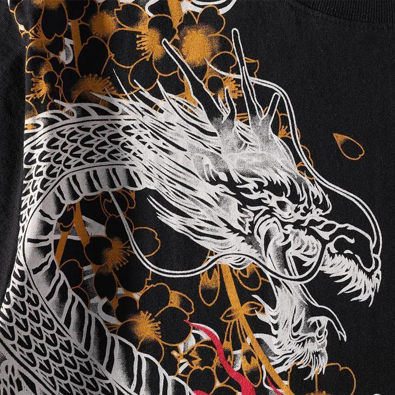 The Dragon VS Tiger embroidery T-Shirt (Black)