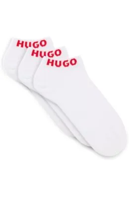 Three-pack of ankle-length socks with logo cuffs