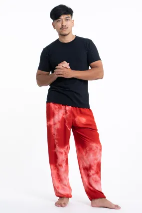 Tie Dye Drawstring Men's Yoga Massage Pants in Red