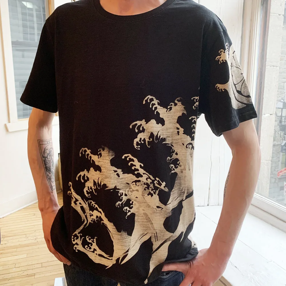 Tiger & Dragon embroidery T-Shirt (Black)