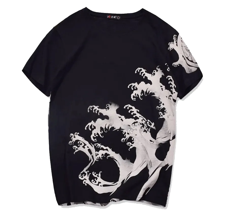 Tiger & Dragon embroidery T-Shirt (Black)