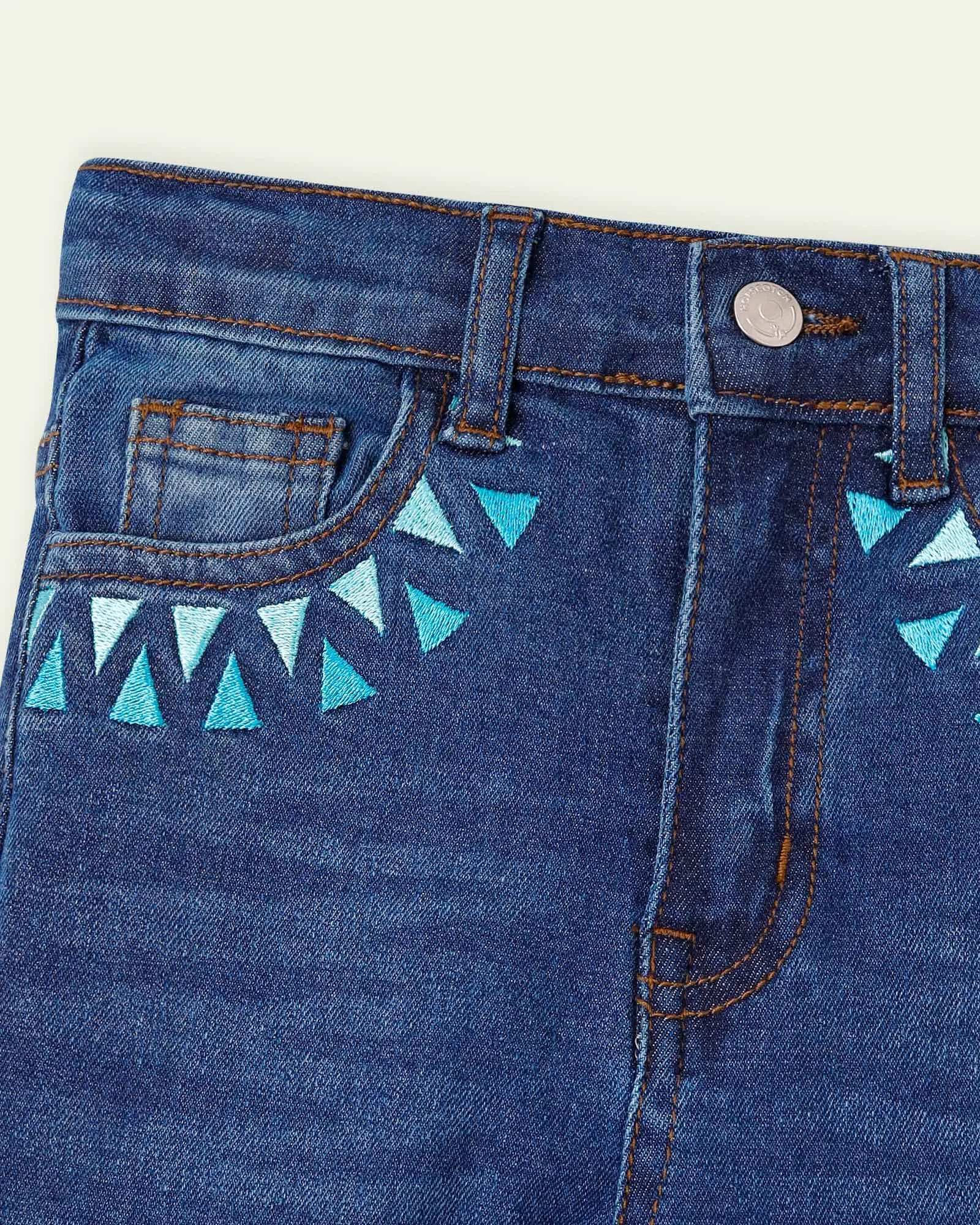 Triangle Embroidery Skinny Jeans