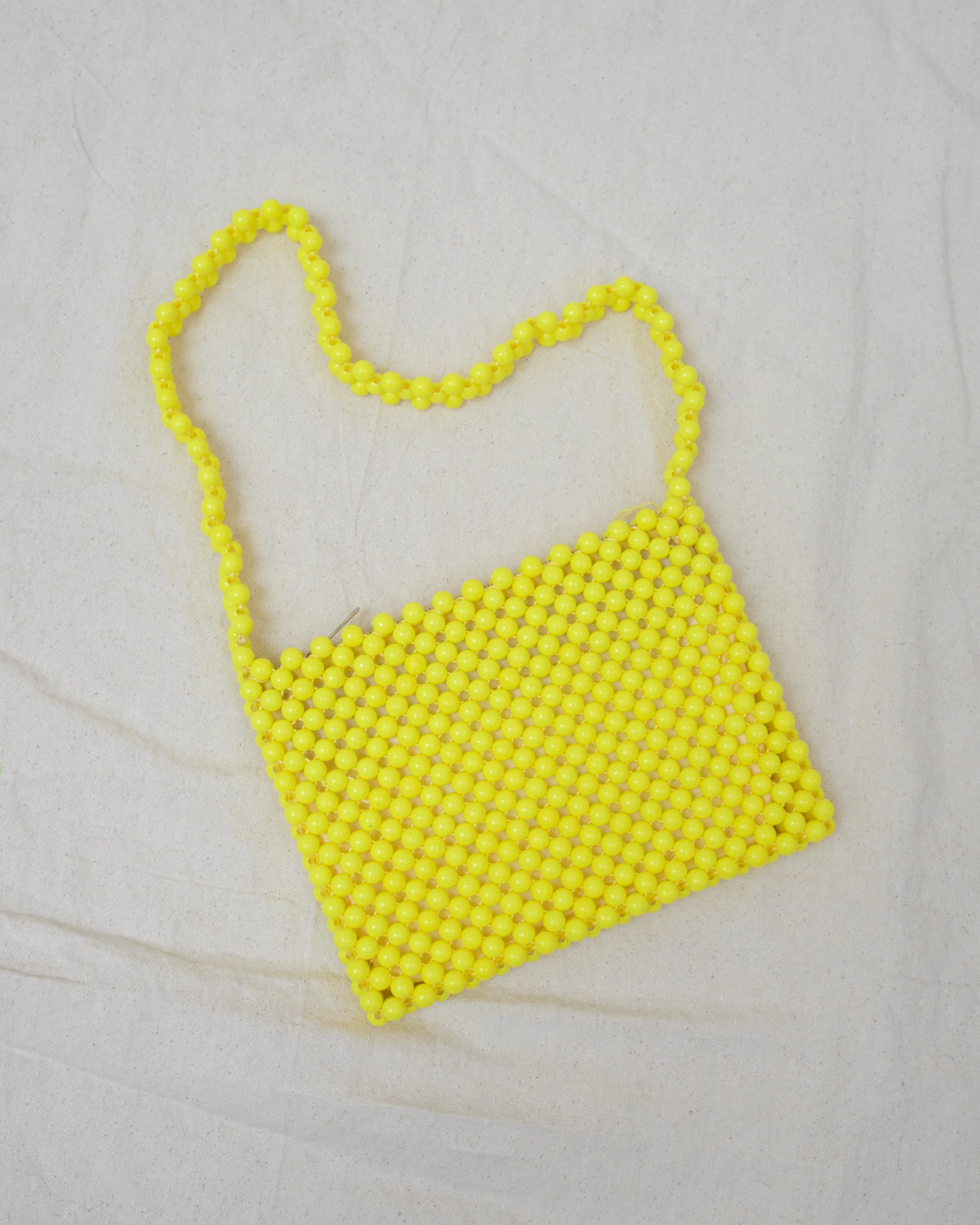 Vintage 1960 Yellow Beaded Bag