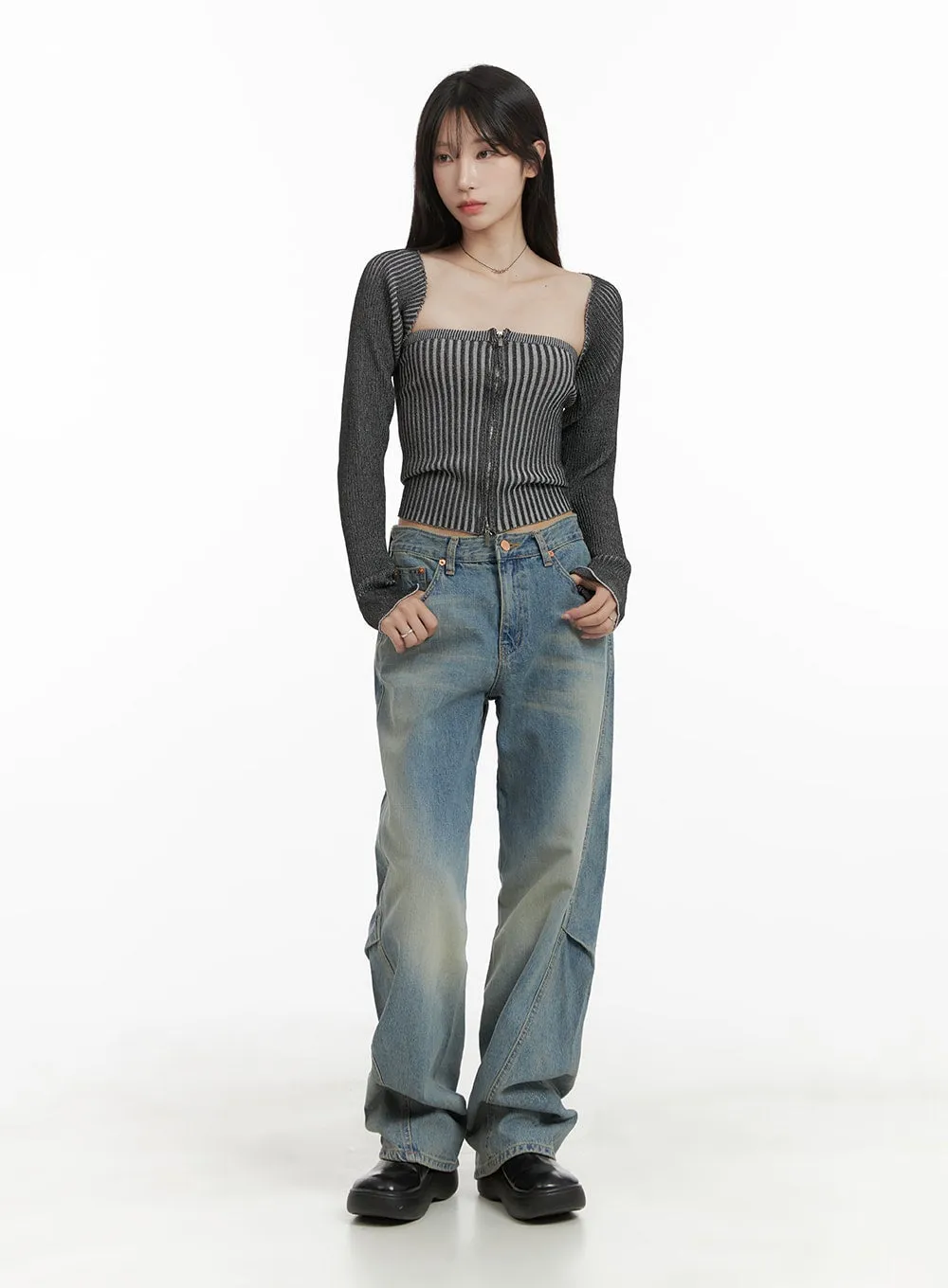 Washed Baggy Jeans CA404