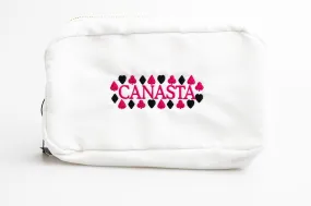 White Medium Embroidered Canasta Pouch