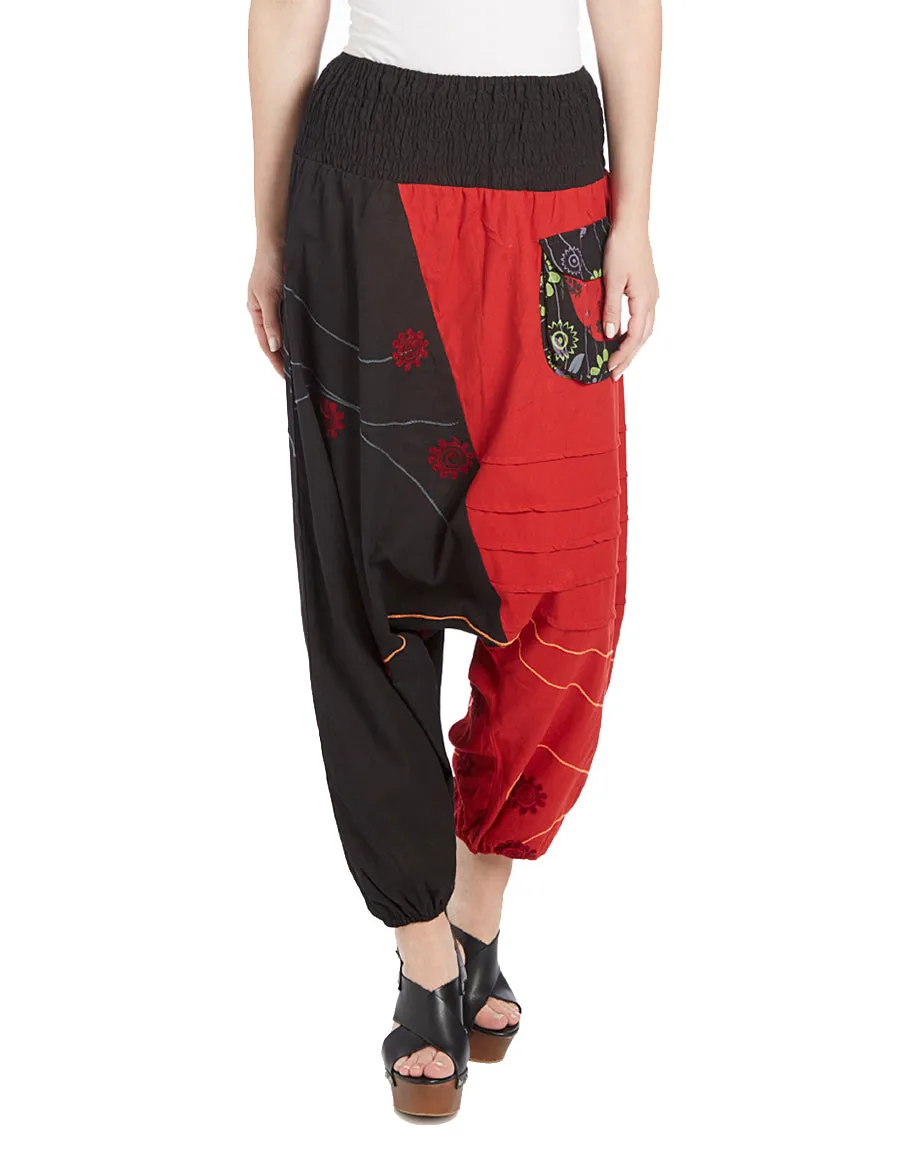 Wide Waistband Harem Cotton Pants