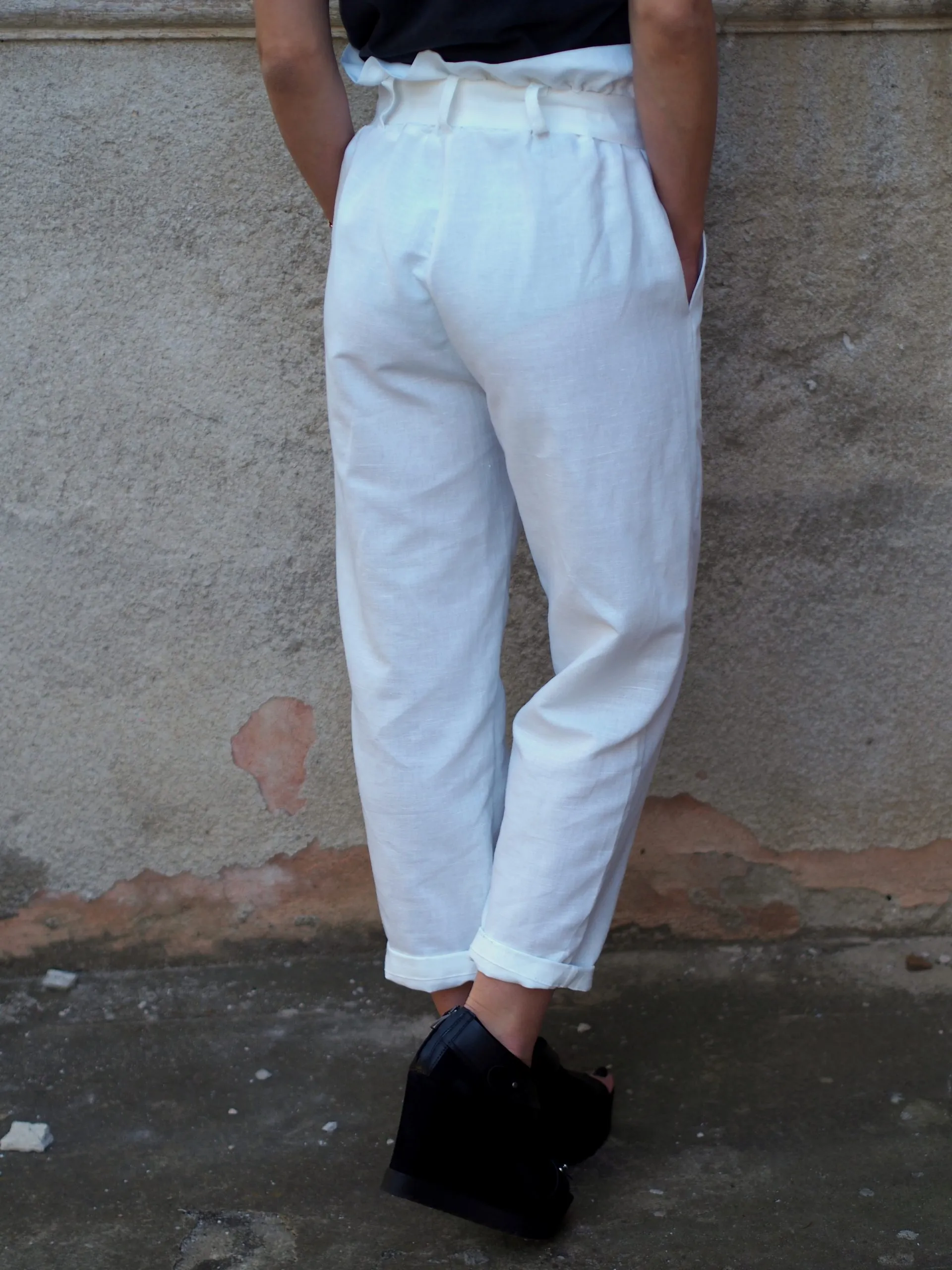 Women linen pants,White linen pants,Wide leg linen pants,Palazzo linen pants