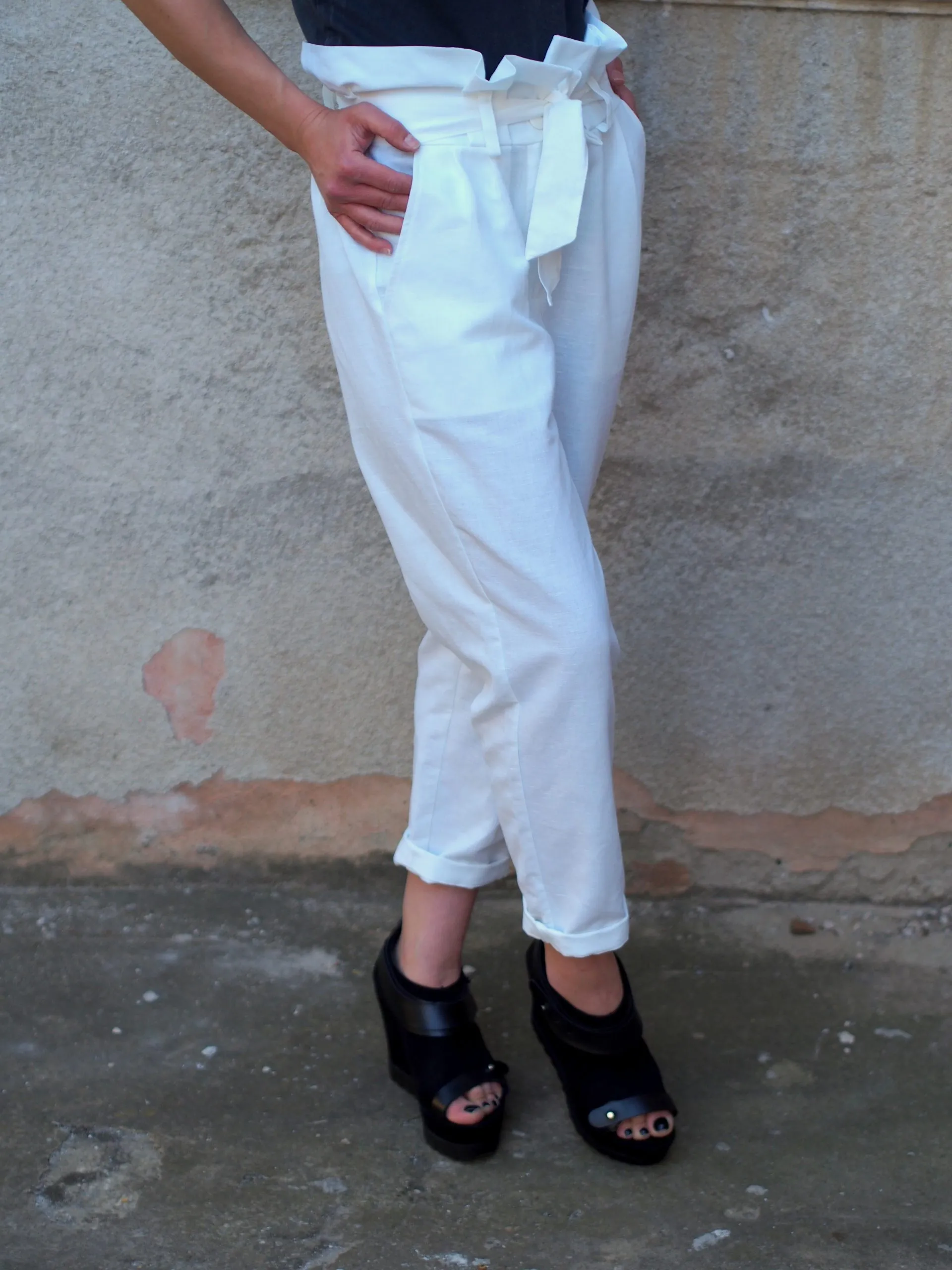 Women linen pants,White linen pants,Wide leg linen pants,Palazzo linen pants