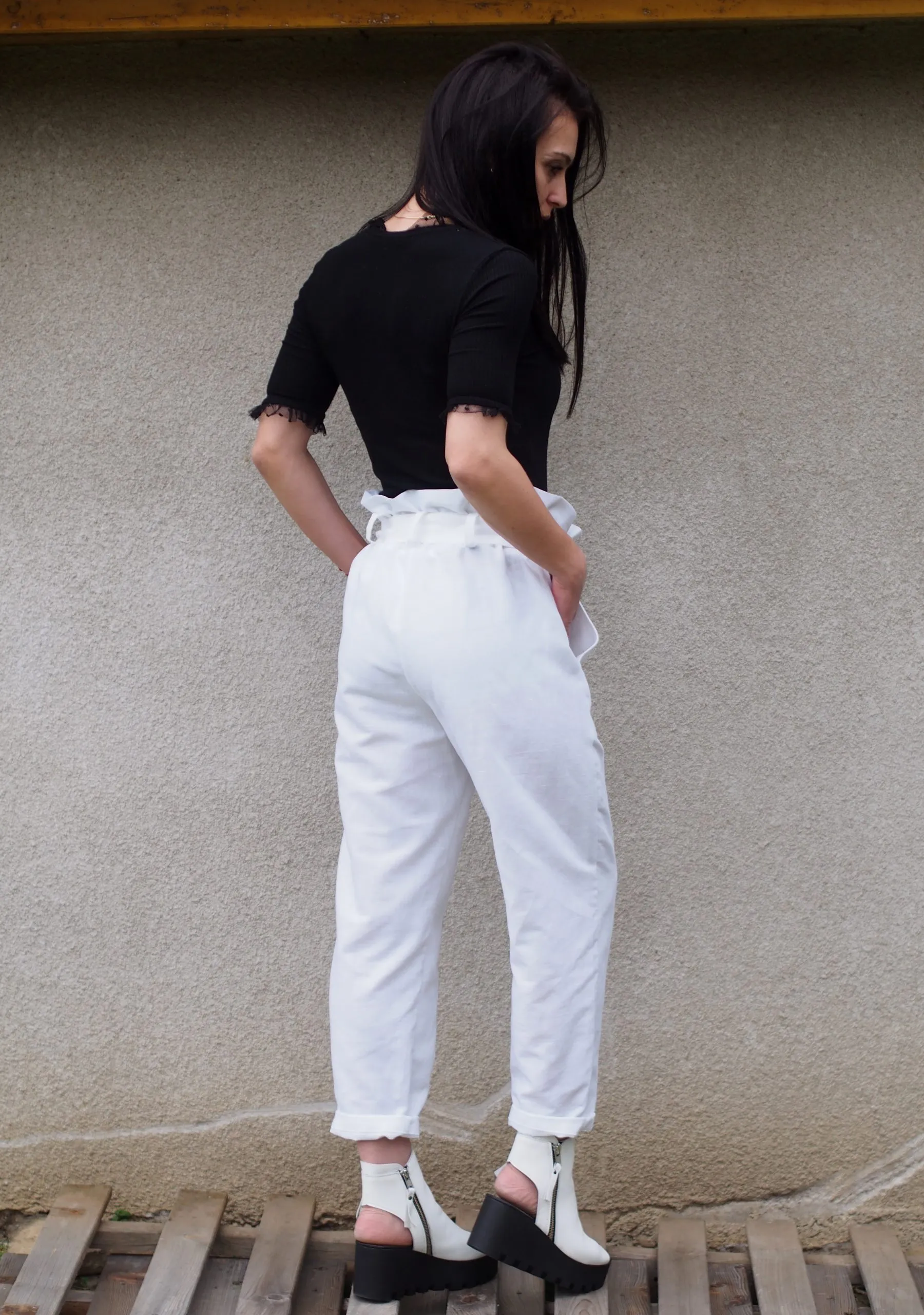 Women linen pants,White linen pants,Wide leg linen pants,Palazzo linen pants