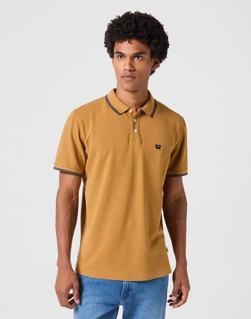 Wrangler Tipped Short Sleeve Polo Shirt Dijon