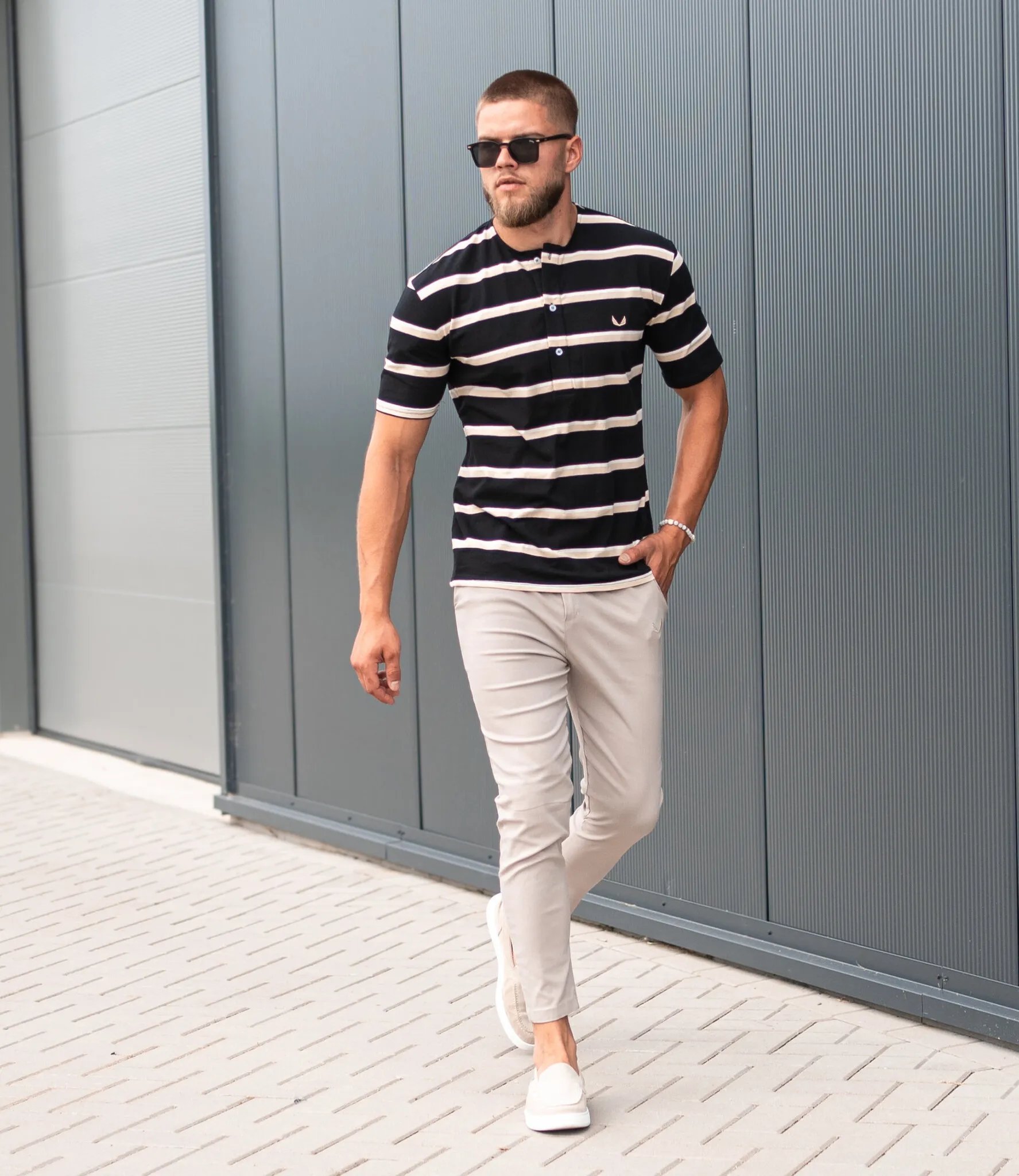 Zumo Oversized T-shirts BUXTON-3-STRIPE BlackSandCream