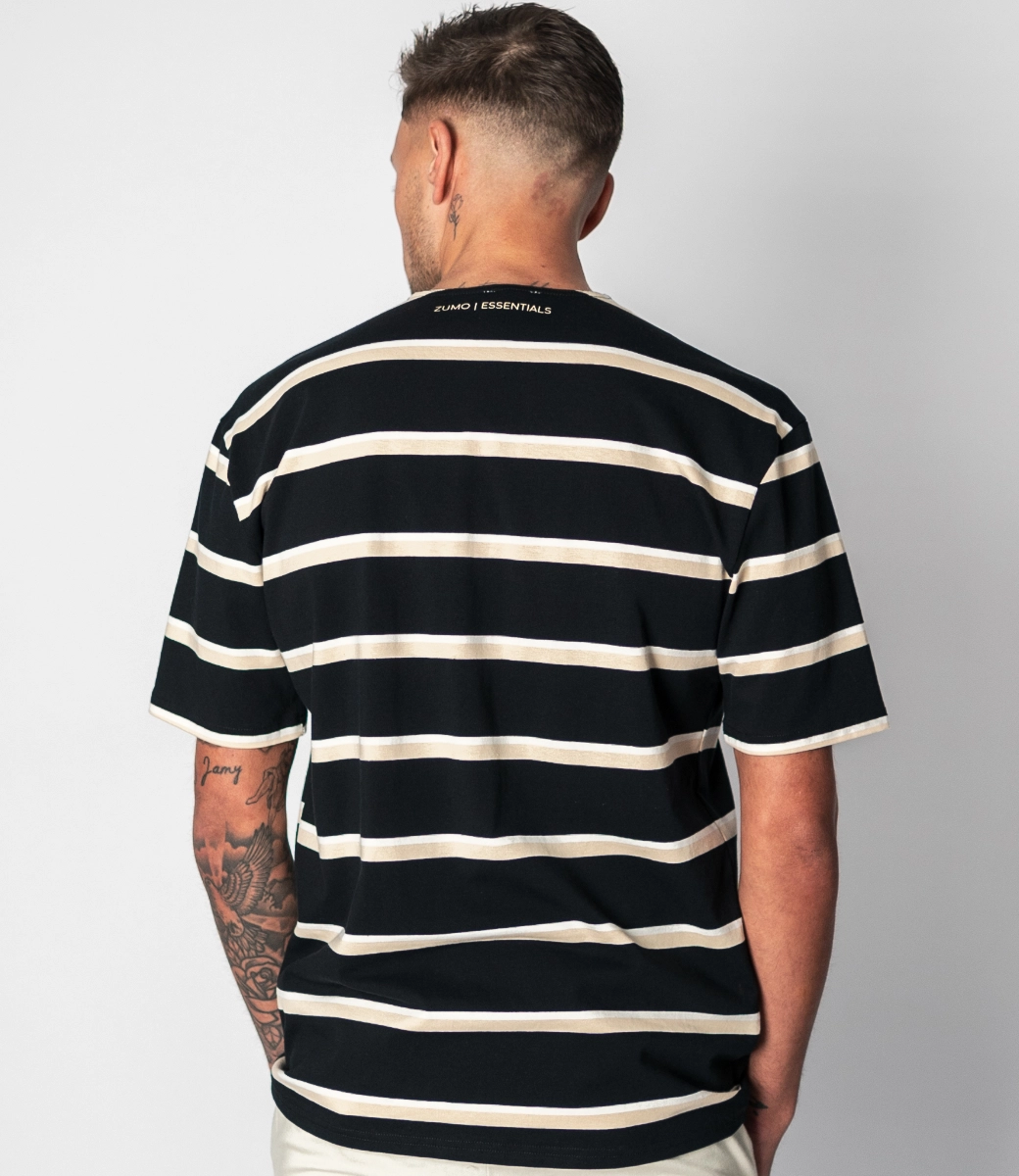 Zumo Oversized T-shirts BUXTON-3-STRIPE BlackSandCream