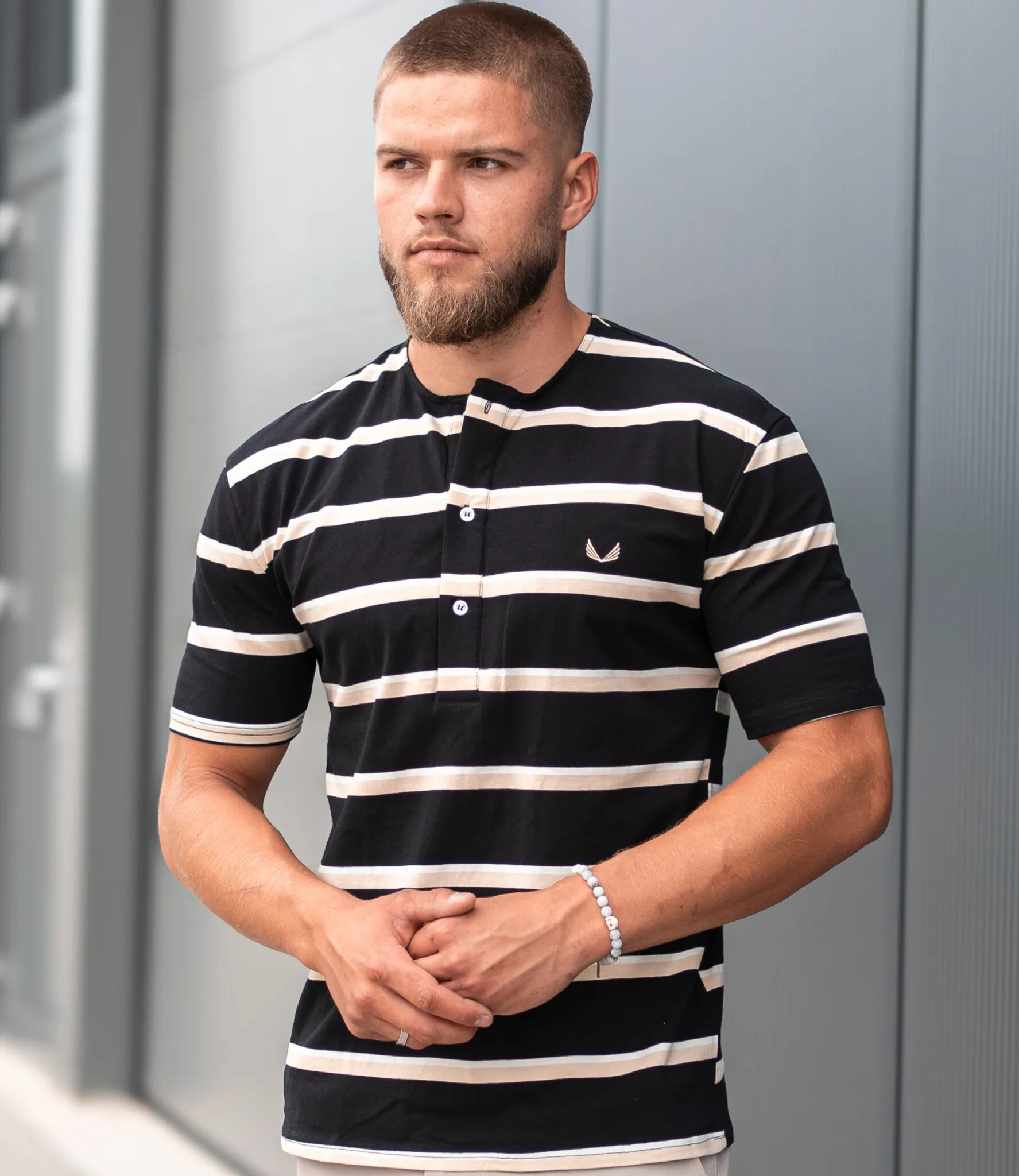 Zumo Oversized T-shirts BUXTON-3-STRIPE BlackSandCream